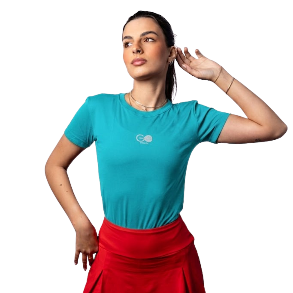 T-SHIRT FEMININA GO PADEL AZUL TURQUESA