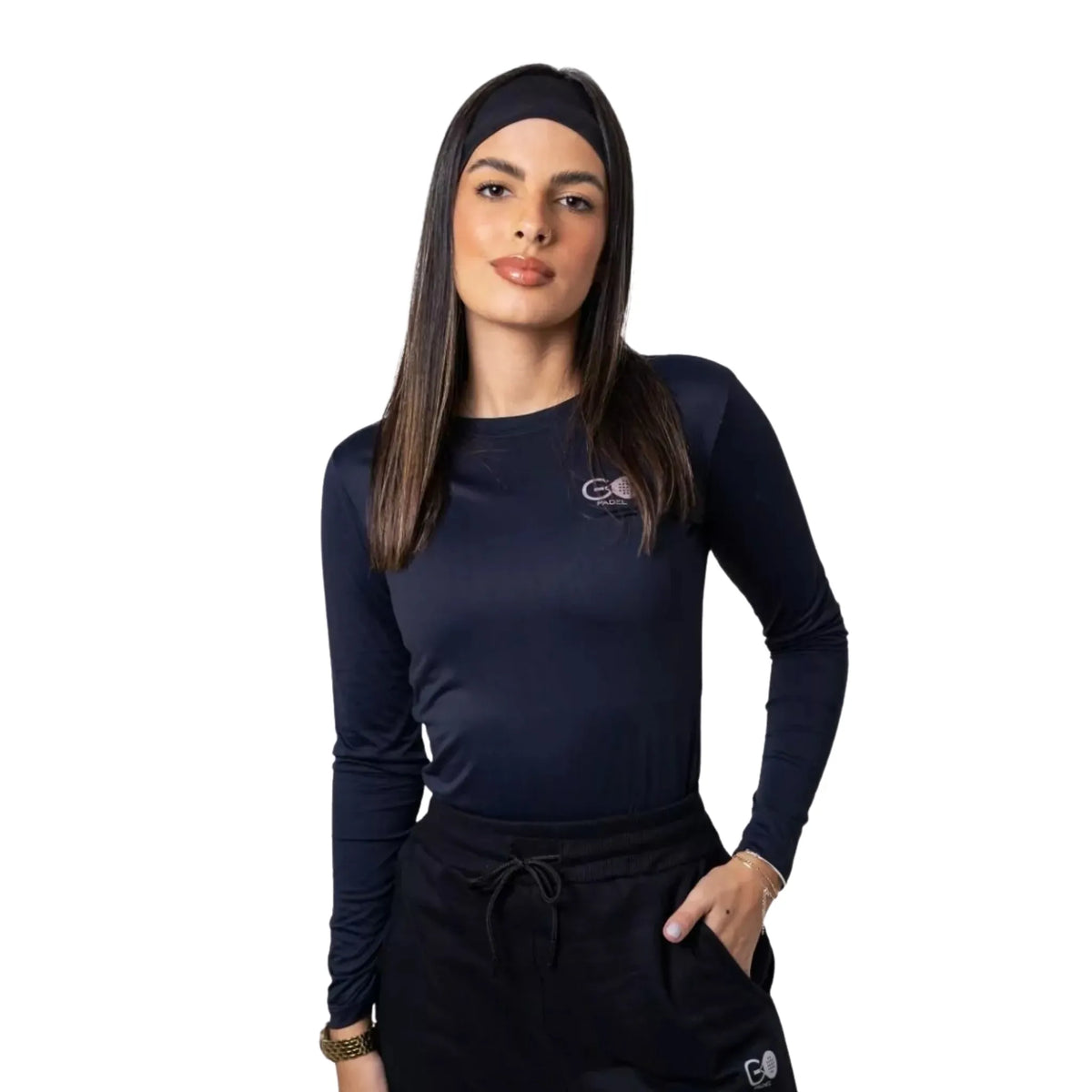 CAMISETA GO PADEL MANGA LONGA FEMININA PRETA